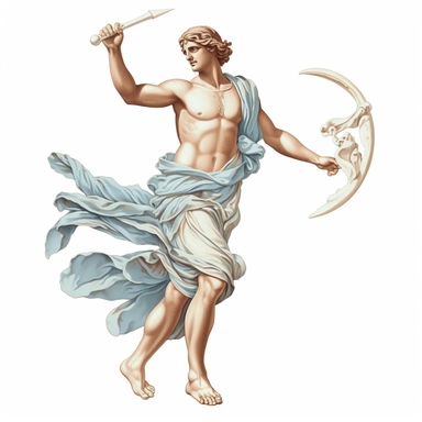 1 image of a greek mythological figure, vintage style, white background, clipart