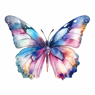 watercolour butterfly clipart, white background, no text