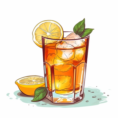 Craft a refreshing and modern clipart to celebrate International Tea Day with a focus on iced tea. Against a clean white background, create an enticing scene featuring a stylish glass of iced tea. Use bold colors, clean lines, and subtle gradients to evoke a contemporary style. Incorporate details like condensation droplets and garnishes to enhance the visual appeal. Let your clipart capture the refreshing essence of iced tea and inspire viewers to embrace its cool and invigorating qualities.