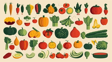 vegetables vector clipart vector vegetables cute collection, in the style of #screenshotsaturday, flat areas of color, flat color blocks, 1970–present, rough-edged 2d animation, lightbox, colorful animation stills