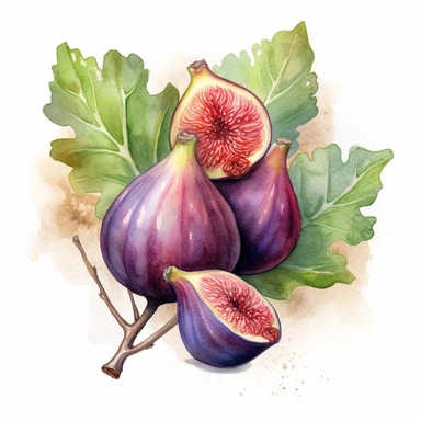 An endearing watercolor fig clipart of fig playing with elements 300DPI