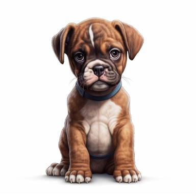 Boxer puppy, Clipart, Digital art, disney style, hyperdetailed, 1080p, Ultra-HD white background