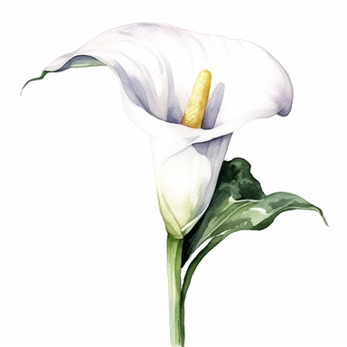 Calla Lily flower, water color style, clipart, white background