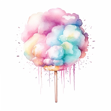watercolor pastel cotton candy clipart white background