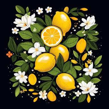 [2719755945261515] Summer Lemon T Shirt Vector, Summer Vibe Lemon T Shirt Design, Summer Clipart, Lemon, Hd, by Hsiao Ron Cheng,intricate, dark black background,vector