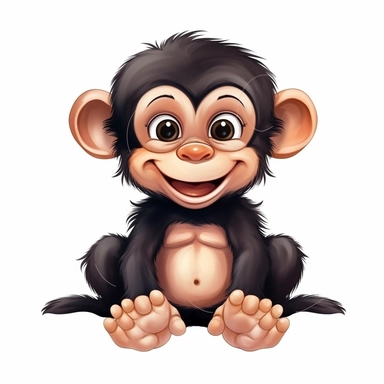 clipart with white background, a cute baby chimpanzee, clearly defined separate image, high quality--ar3:4-no mockups, watermarks, numbers, writing, letters--q2--v5.1--s1000