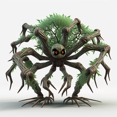 3D Cartoon in form of spider with tree heads,clipart mascot,transparent background, 128K,supermega pixel, insane detail, hyper detailed,huge details, UHD, 8K