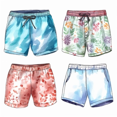 some Swimming trunks, watercolor style, clipart, white background