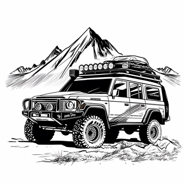 Offroad SVG, Camping Decal Travel Wild Compass Flowers Mountains, Adventure Car 4x4 Vehicle Wrangler Truck black and white, clipart, hd, white background