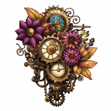 Immerse yourself in the whimsical world of steampunk and create a collection of vibrant and attention-grabbing steampunk floral arrangements clipart. Utilize a mixed media approach, combining traditional and digital techniques to achieve a unique and visually striking result. Incorporate steampunk elements such as gears, cogs, and vintage machinery, seamlessly blending them with the organic beauty of flowers and foliage. Draw inspiration from artists like Gustave Doré and H.R. Giger, infusing th