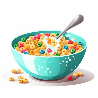 Vector illustration clipart>Bowl of cereal with milk and spoon