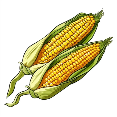 1 corn clipart, white background, simplified,