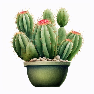 create a hand drawn watercolor clipart of a cactus, white background, 4k