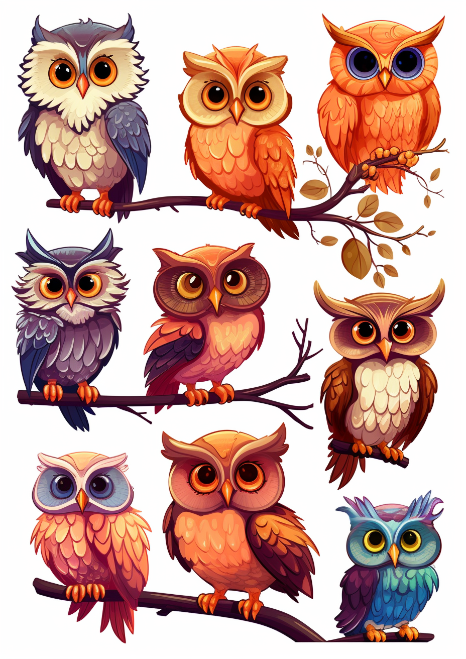 multiple owl cliparts