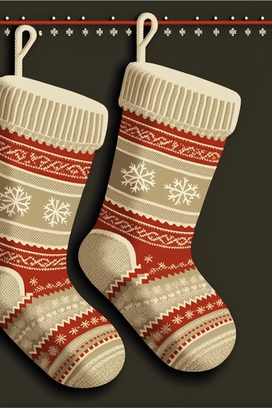 clip-art style christmas white knitted stockings