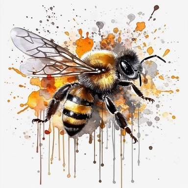watercolor honey bee Clipart. Spring Garden honey dripping. Fantasy,white background. Black and white ink. solution HD : : ultrarealistic,Leica M6 camera with a Leica 50mm f/2 Summicron lens Fujifilm Pro 400H, set the ISO to 400, shutter speed to 1/125, and aperture to f/2.0, colored film,1/1000.The colors are rich and vibrant, with warm tones that suggest a cozy and inviting atmosphere in the space. The photograph is shot with a high-quality camera that captures every detail and texture of the 