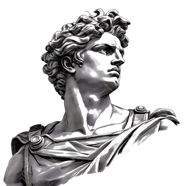 A Greek statue or sculpture, as the name Adonis originally comes from Greek mythology. Adonis was a symbol of male beauty there. Clipart, black and white, simple lines