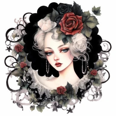 Rosa Moyesli Clipart Card Making, Mixed Media, Craft, black velvet, white background,