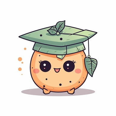 Graduation Cantaloupe kawaii cute vector clipart white background with margins lovely