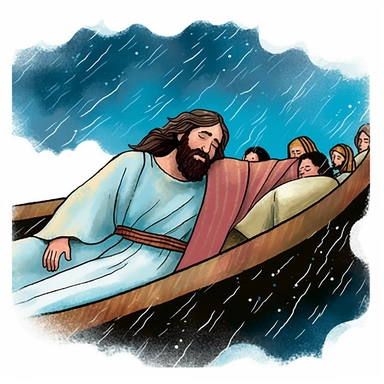, MAN ASLEEP, WATER COLOR, ILLUSTRATION, CLIPART, JESUS, BIBLE FOR KIDS