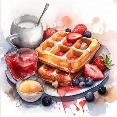 watercolor, breakfast and the desserts illustration, in the style of fluid watercolor washes, red and beige, 8k 3d, commission for, vividly bold designs, detailed designs, multiple screens commission for, vividly bold designs png Full body realistic cartoon in 32K UHD cute. 15 cm thick outline. Black color. There was no shadow on the ground. 8k with realistic watercolors and detailed illustrations. PNG clipart, transparent white background