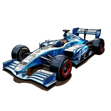 Clipart of the formula one car from Yuki Tsunoda with minimal details, aquarel colored cartoon style with thick borders. Only the car. White background, no floor, no shadow