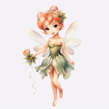 disney style little fairy priness clipart, watercolor clipart, png file, hyper realistic, transparent background,high detail, 8k