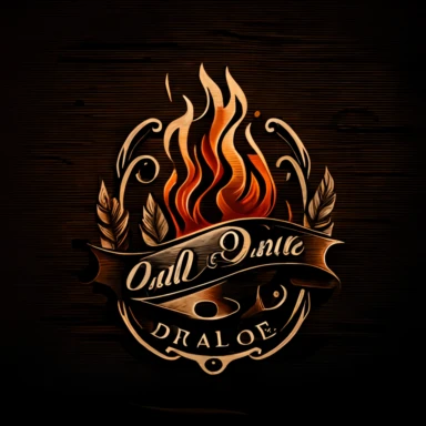 logo for Old Flame Radio with flames and smoke, simple, Clipart design
