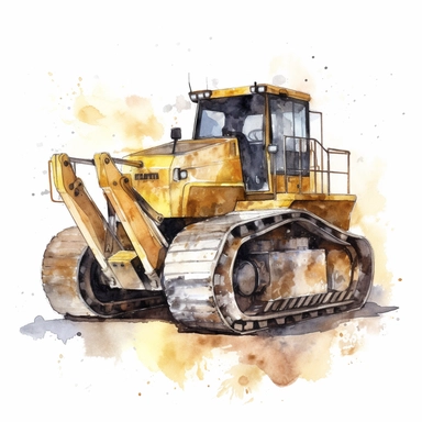 Construction Vehicle clipart on a white background, watercolor