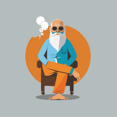 fake guru clipart entrepreneur, simple vector graphic, flat colors, flat background, simple illustration