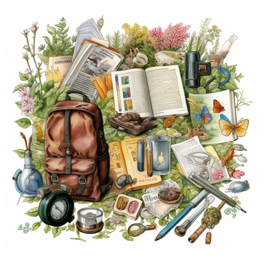 stationery, books, notebooks, pencils, backpacks, folders, globes, computers, and many more, illustrations, clipart, meticulously hand-illustrated, bringing the beauty of nature, white background