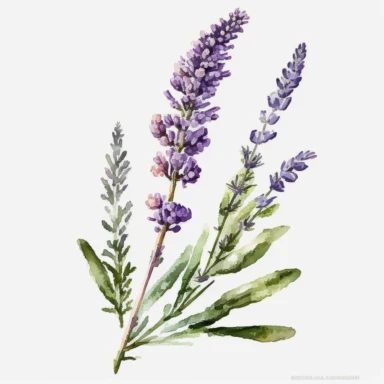 watercolor lavender, one single lavender clipart, birght colors, white background, no text, no outline