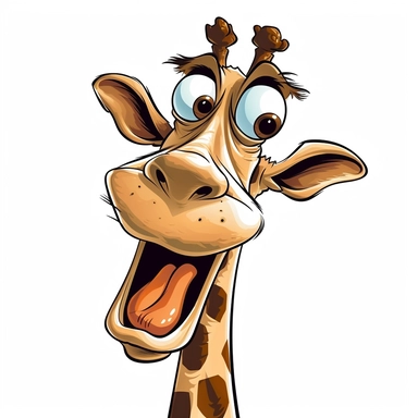 Goofy giraffe with ridiculously long neck and comical expressions clipart