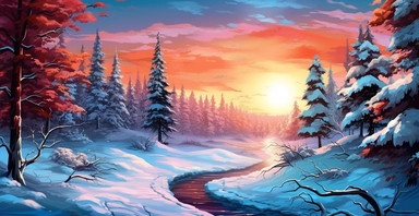 Adorable Winter scene, clipart, precision painting, vivid colours, white background, I can’t believe how beautiful this is