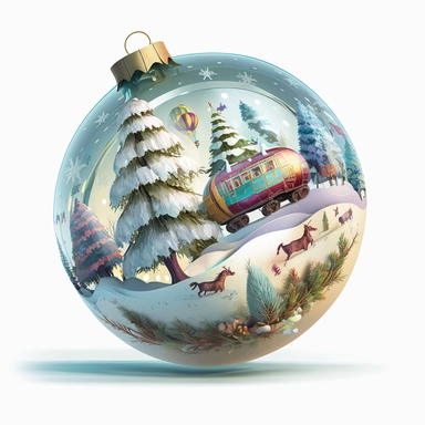 Children's picture book illustration style Christmas bauble, colourful illustration, high definition, 8k, very detailed, fine detail, sharp focus, illustration, white background, clipart
