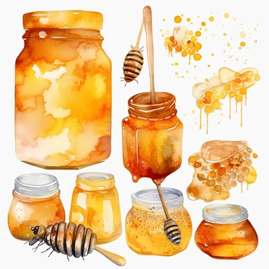 make clipart elements for dripping honey, honey comb and, watercolor