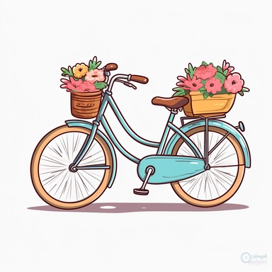 cute bicycle clipart, naive cartoon