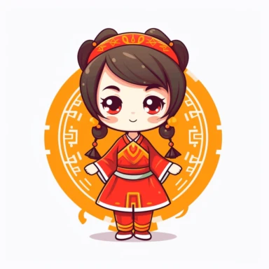 Clip art Chinese New Year costume, flat color, thick lines, cute cartoon white background 8k,--q3