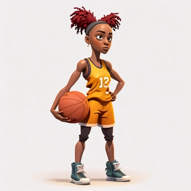 Basketball clipart. Sport graphics, Girl Basketball player characters, full body, 8k polished, clear background, 3d, rendered by pixar