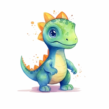 cute watercolor hard drawn minimal 2d dinosaur clipart illustration 8K