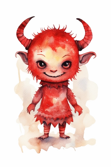 devil watercolor clipart cute isolated on white background