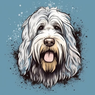 Funny Old English Sheepdog dog Face Sublimation Clipart, caricature painting, Illustration clipart, 4K, extremely detailed