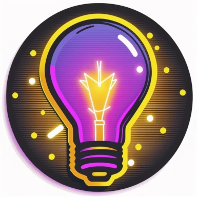 Clip art image of light bulb idea icon, the images should be versatile and suitable for use in a variety of projects such as presentations, social media posts, blog articles, and more. The style should be modern and clean, with bold lines and neon colors