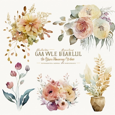 watercolor wedding flower boutique clipart