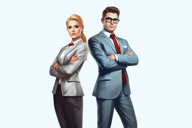 businessman and businesswoman cliparts, hd, on withe background, spaced out