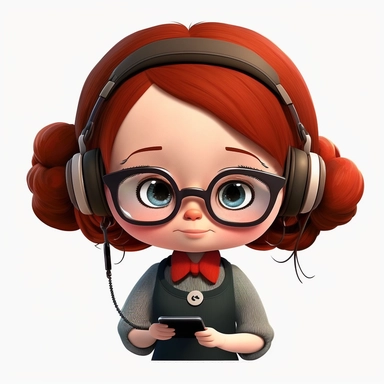 cute human virtual assistant clipart, pixar style, transparent background