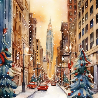 New York Christmas street, Ornamental watercolor, clipart, I can't believe how beautiful this is