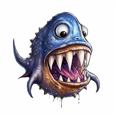A Anglerfish, deep-sea creature, knitted painting texture, Perfect for nursery art and children's book illustration style, simple, cute, full color, clipart, watercolor illustration, single object, high definition 8k, white background for removing background