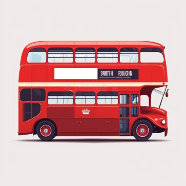 Vector illustration vibrant side view profile london red double decker bus with union hack flat vector illustration clipart svg white background