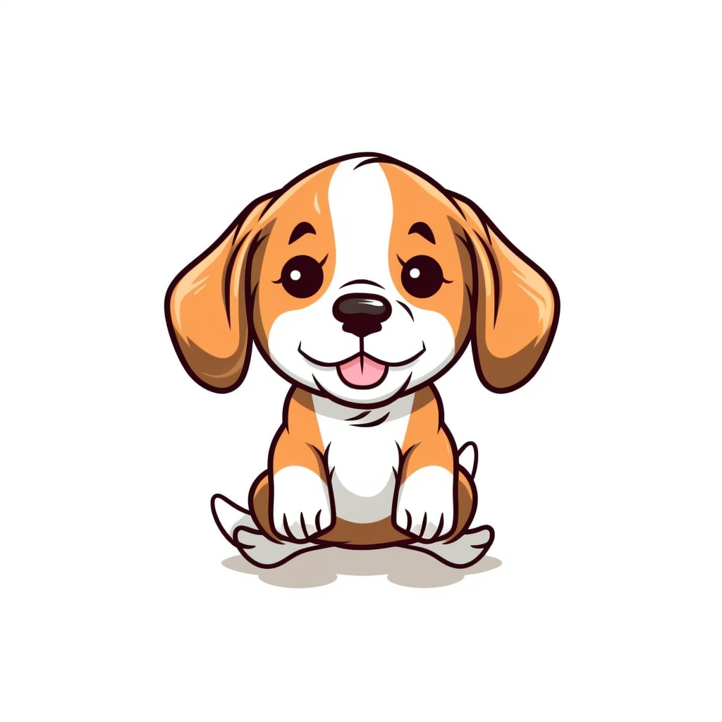 Generate a cute cartoon beagle puppy jumping clipart with a white ...